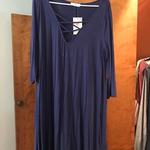 Navy cross cross long tunic/dress